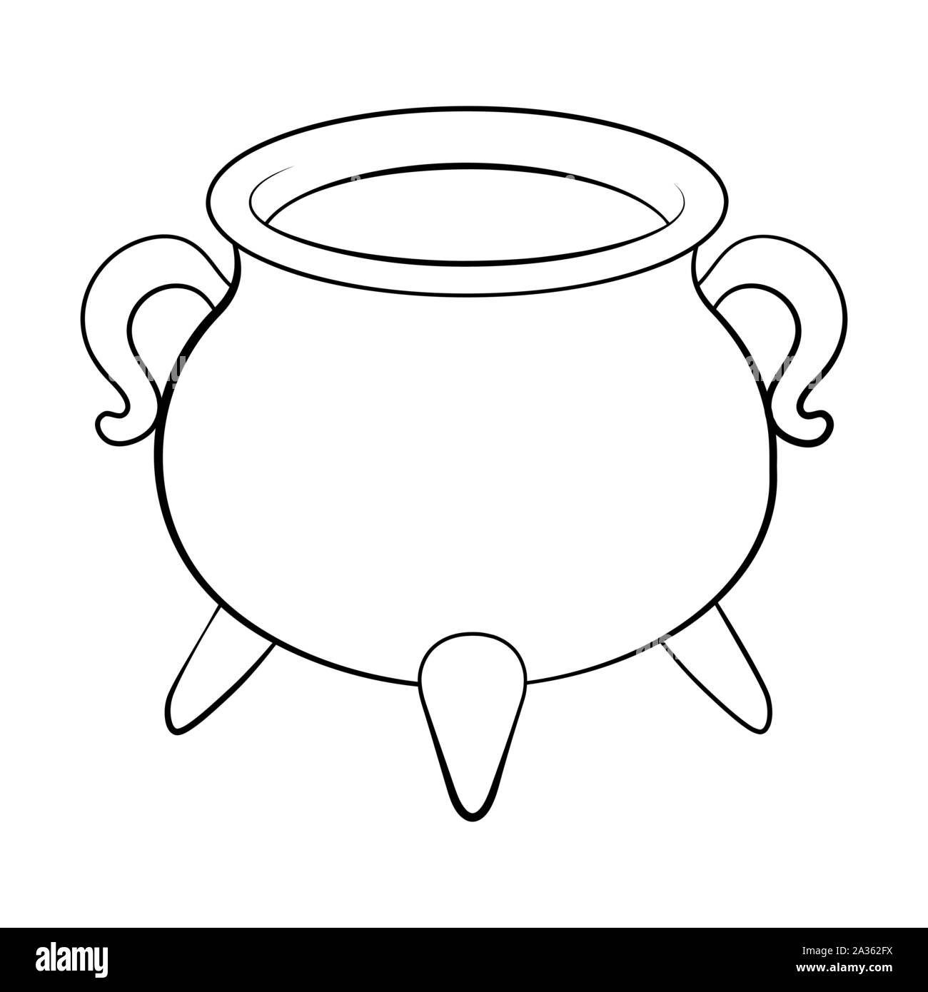 Witch cauldron pot outline isolated on white background Stock Vector