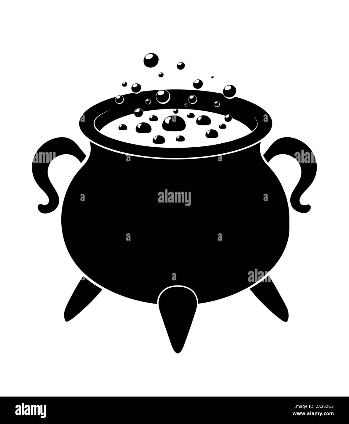 Witch cauldron poison brew silhouette isolated on white background Stock Vector