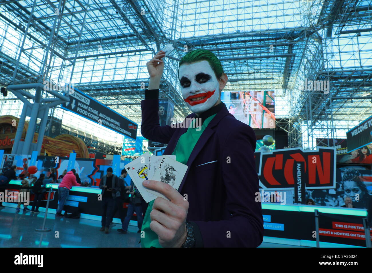 Cosplayers arrive for the third day of the 2019 New York Comic Con at