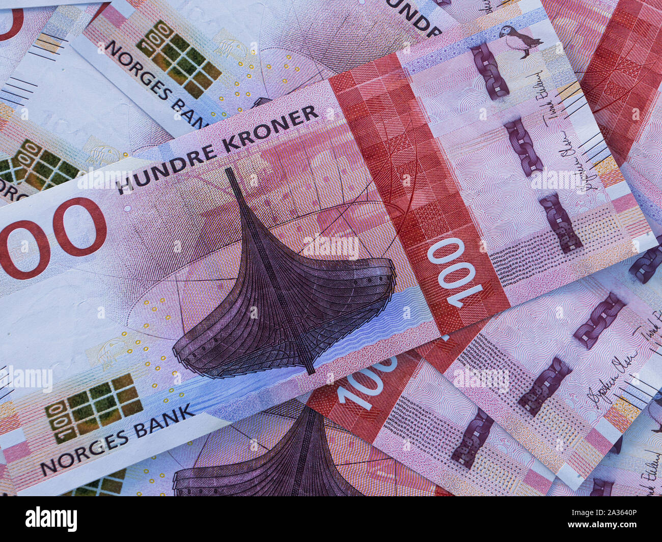 Banknotes Norway Currency Norwegian Krone High Resolution Stock