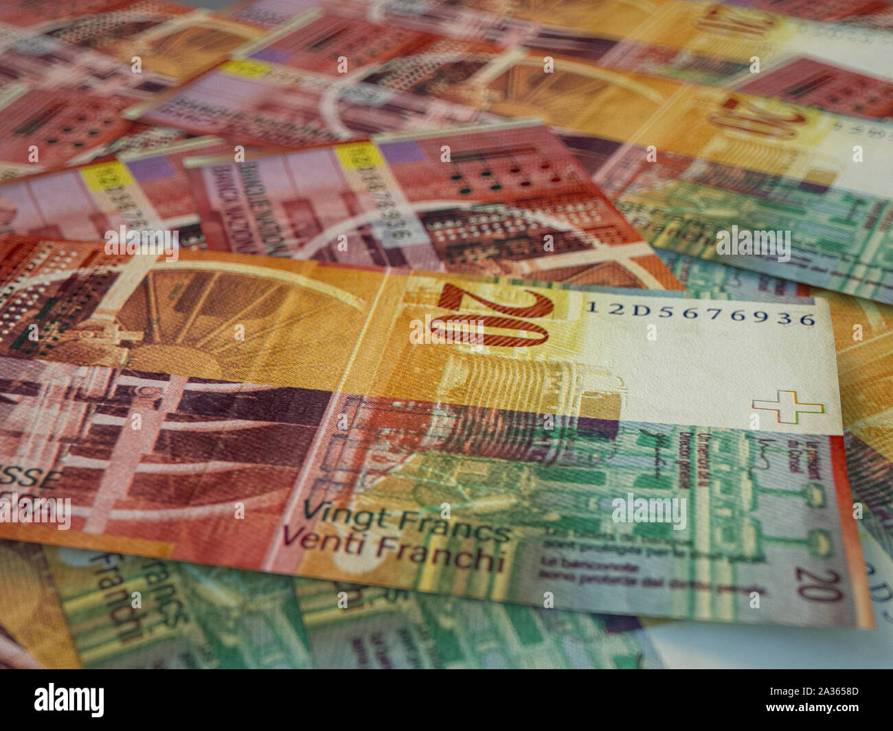 Currency of Switzerland. Finance background. Zurich. CHF. Swiss Franc