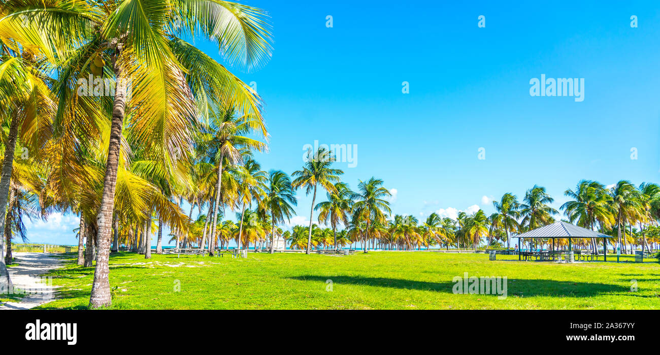 Beautiful Crandon Park Beach with rental cabanas located in Key