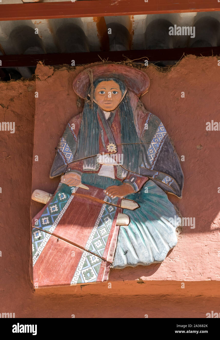 Sacred Valley Peru 05 21 2019 Wall Art Outside Textile Market In Chinchero Peru Stock Photo Alamy