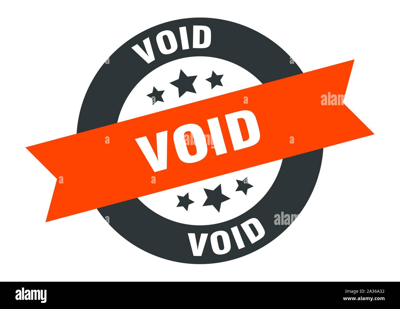 void sign. void orange-black round ribbon sticker Stock Vector