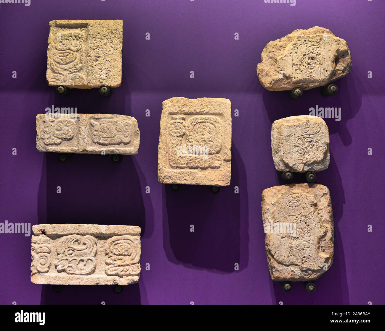 Mayan Glyphs  from the late classic Mayan period. Yucatan and Campeche, Mexico. Stock Photo