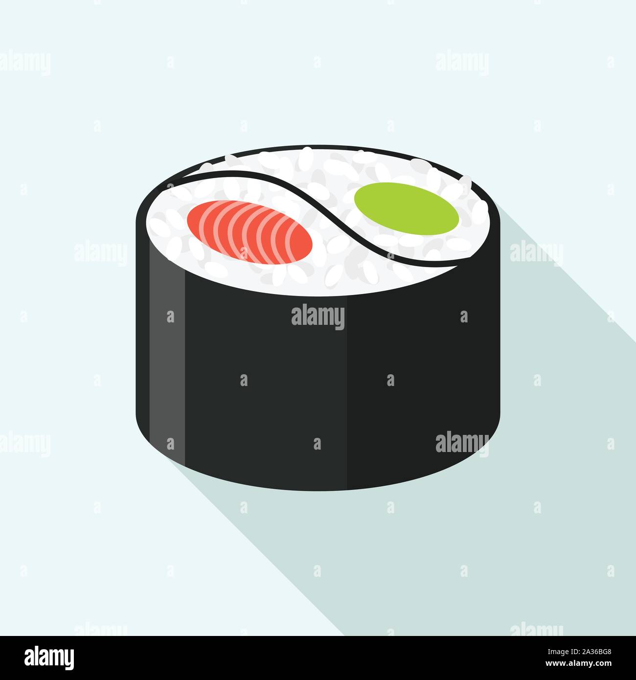 Yin yang sushi icon, flat style Stock Vector