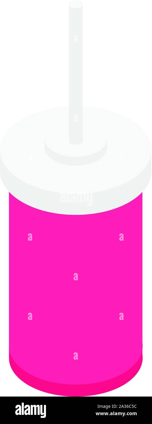 Cola plastic glass icon, isometric style Stock Vector