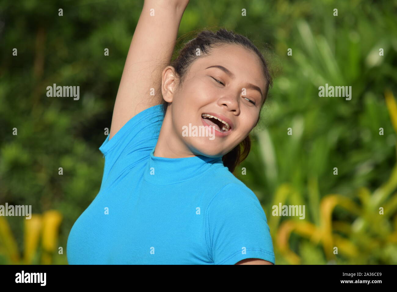 An A Young Female Dancing Stock Photo