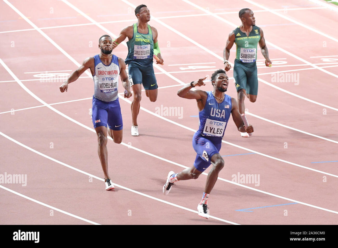 Noah Lyles (USA). 4x100 relay men Gold Medal. IAAF World Athletics