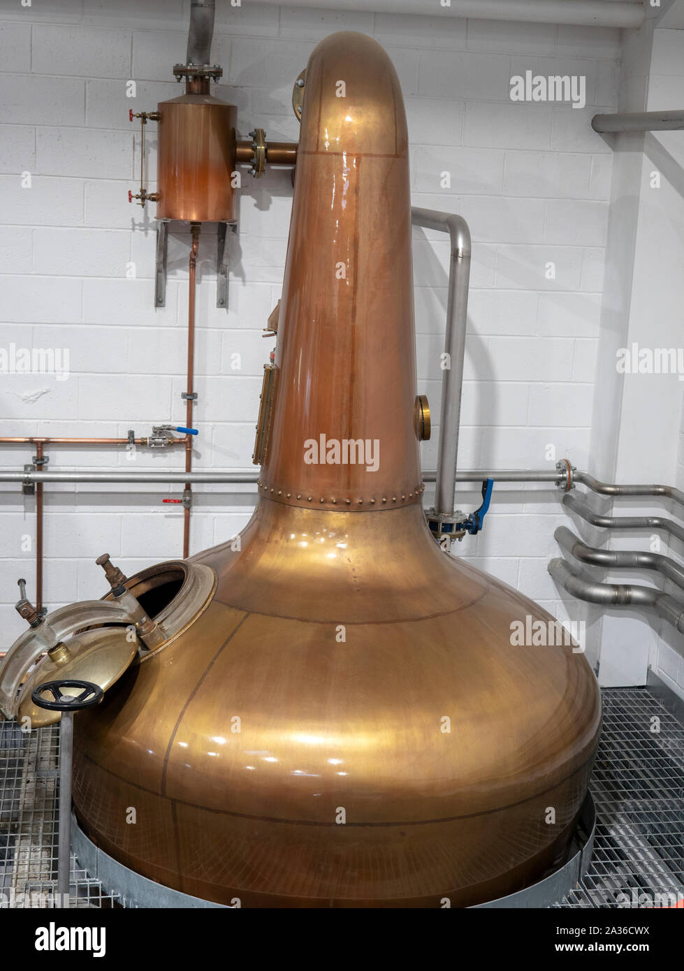 Whisky stills at Edradour distillery in Scotland Stock Photo