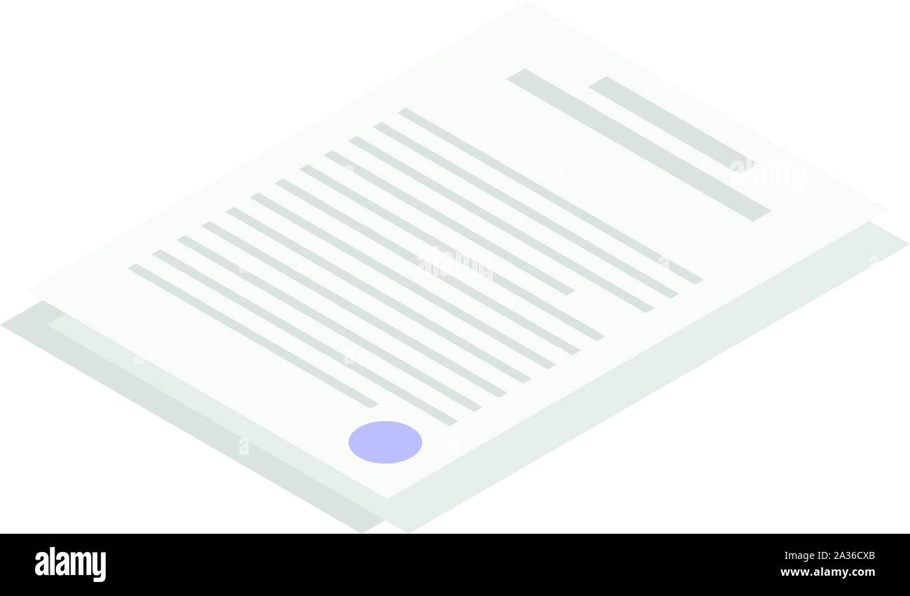 Paper documents icon, isometric style Stock Vector