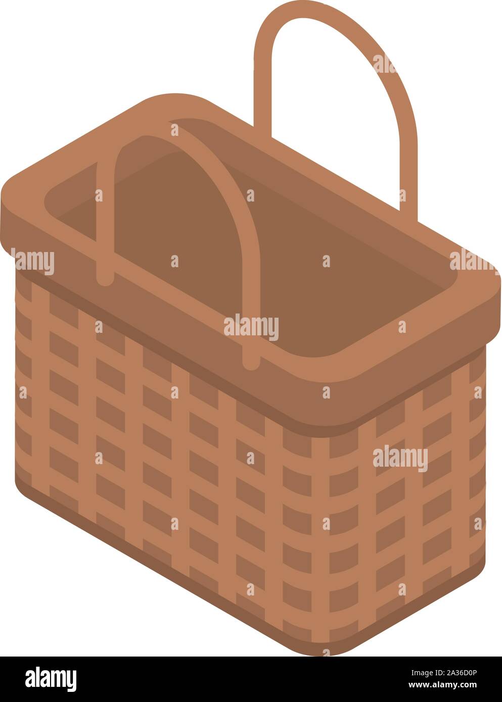 Wicker basket icon, isometric style Stock Vector