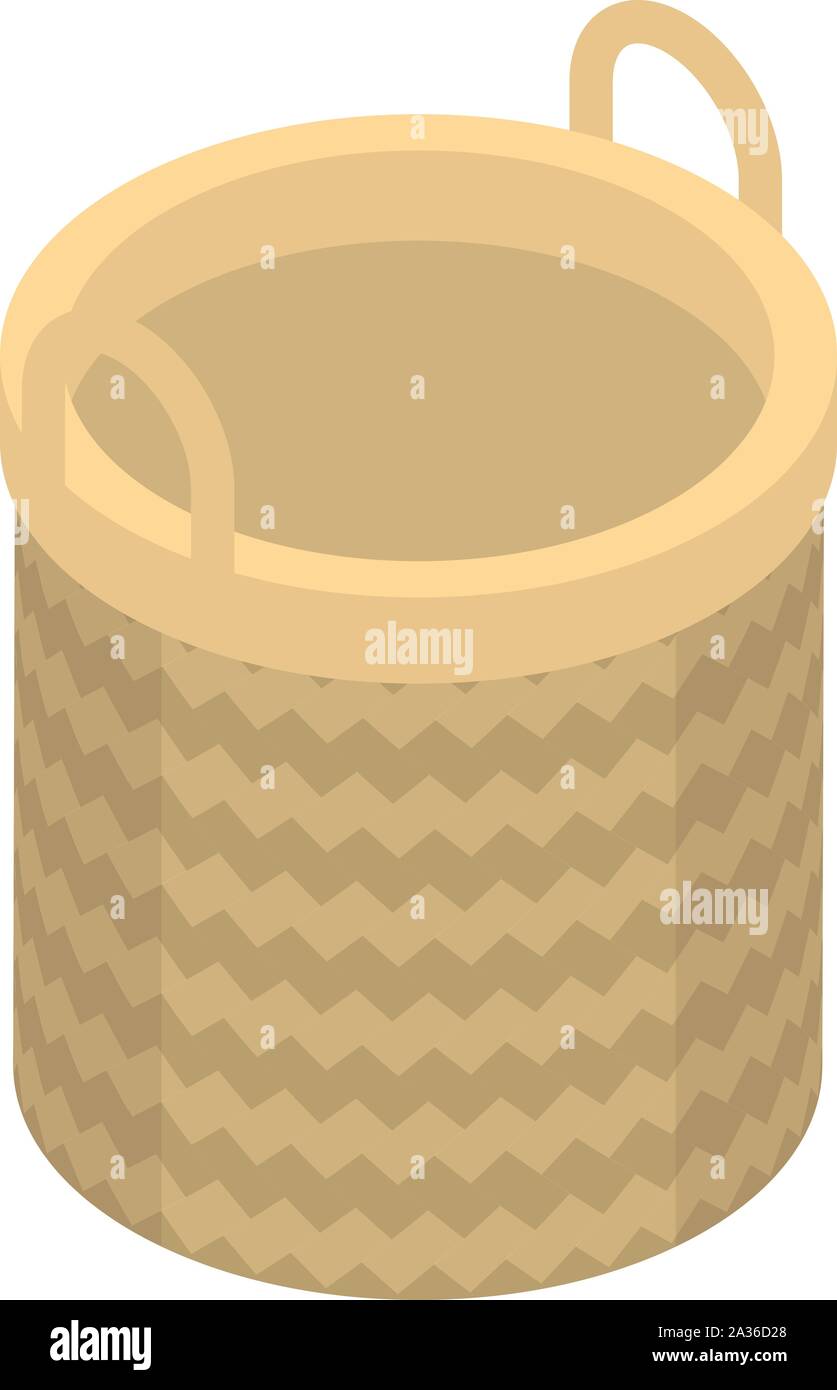 Bamboo wicker icon, isometric style Stock Vector
