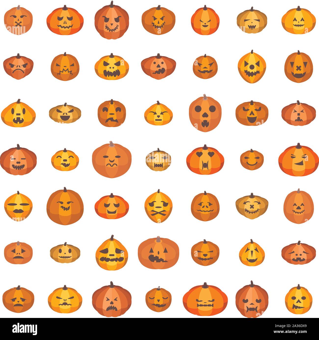 Pumpkin icons set, isometric style Stock Vector
