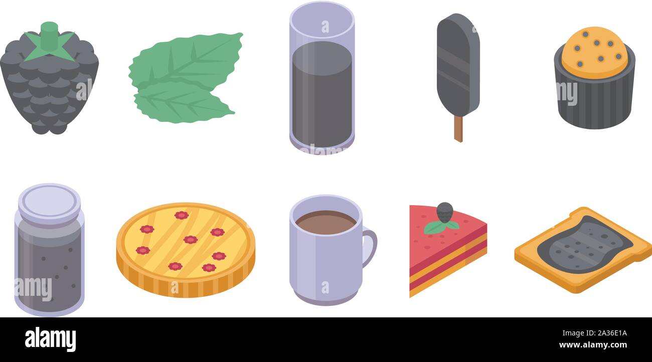 Blackberry icons set, isometric style Stock Vector