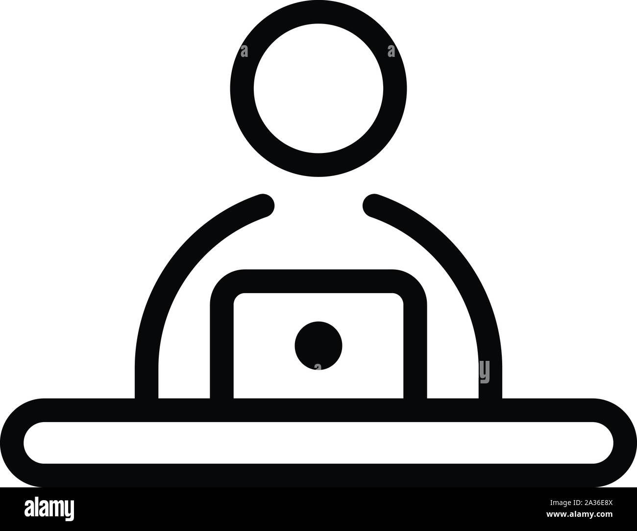 Man and laptop icon, outline style Stock Vector