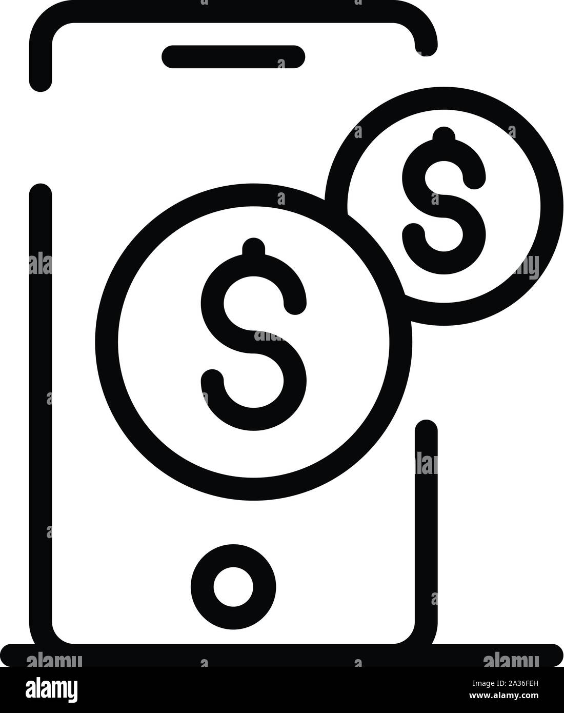 Smartphone and coins icon, outline style Stock Vector Image & Art - Alamy