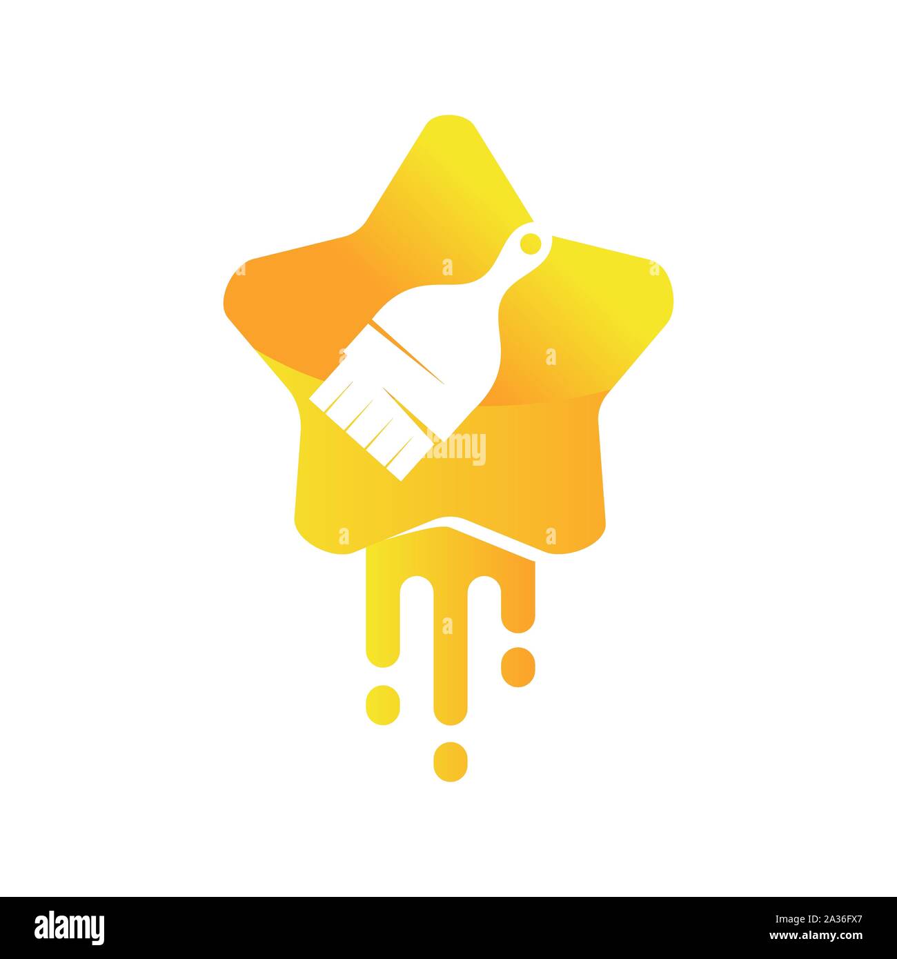 Brush Star Painter logo design Painting service Isolated Stock Vector
