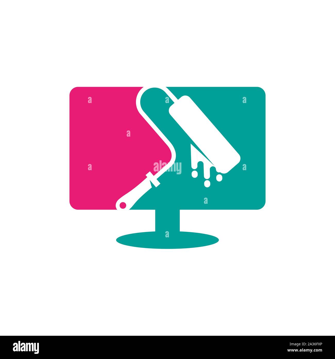 Brush Painter Computer logo design Painting service Isolated Stock Vector Image & Art Alamy