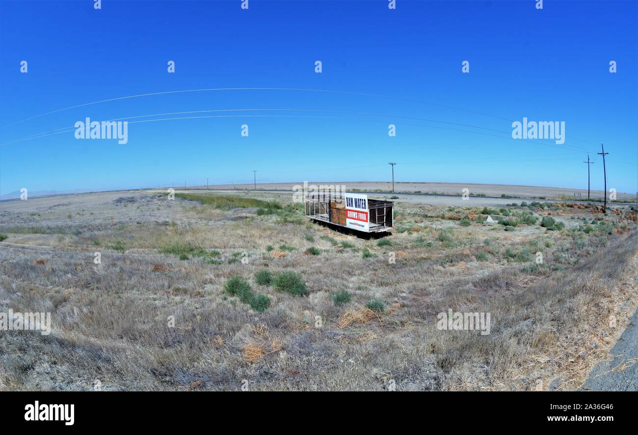 Vacant farm land in central California due to low water in Nunes