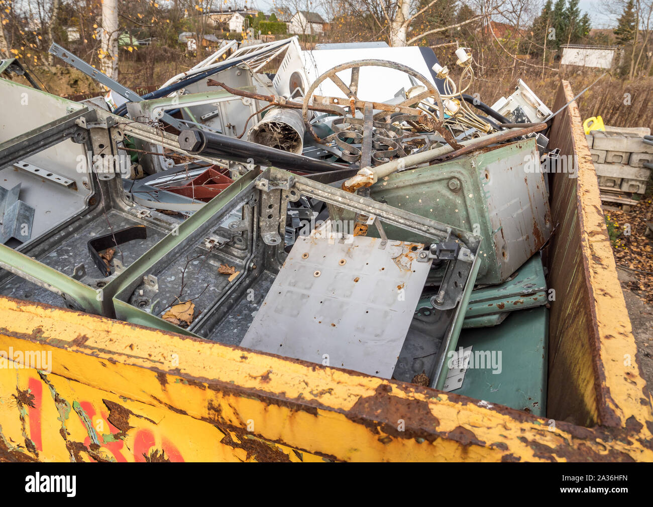Metal scrap container Stock Photo Alamy