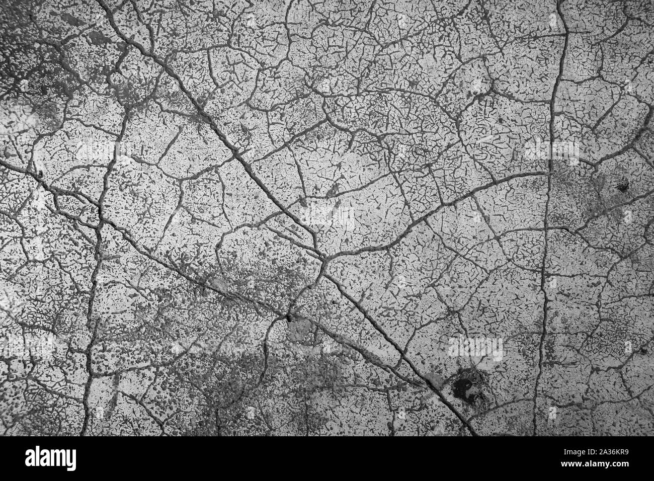 cracked texture of concrete outdoor table Stock Photo