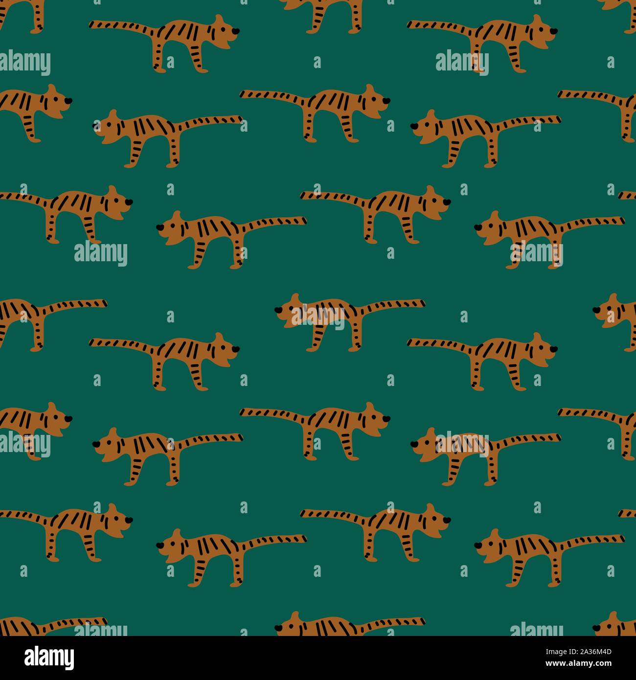 seamless vector childish pattern with stylized tigers Stock Vector