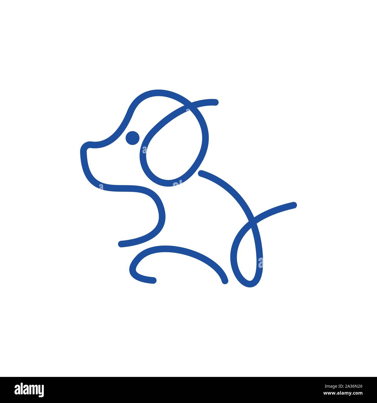 Dog minimalism line logo. Pet store vector logotype. Puppy linear sign icon symbol - Vector Stock Vector