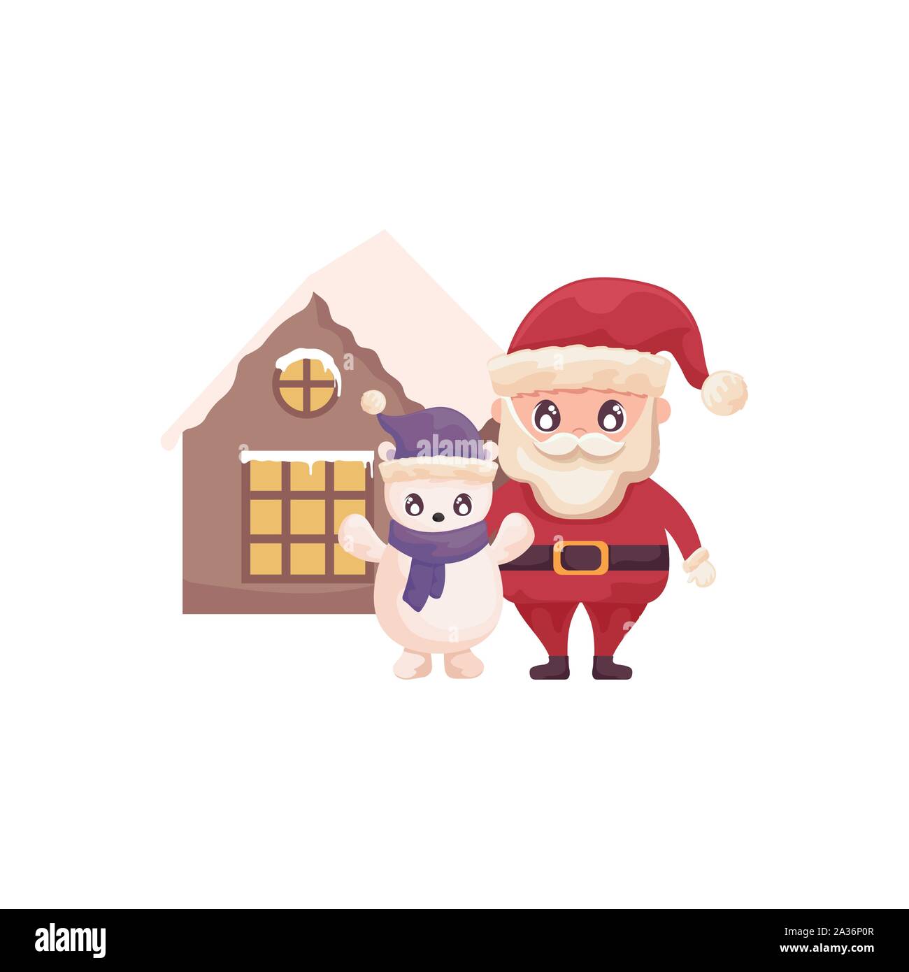 santa claus and polar bear on white background vector illustration
