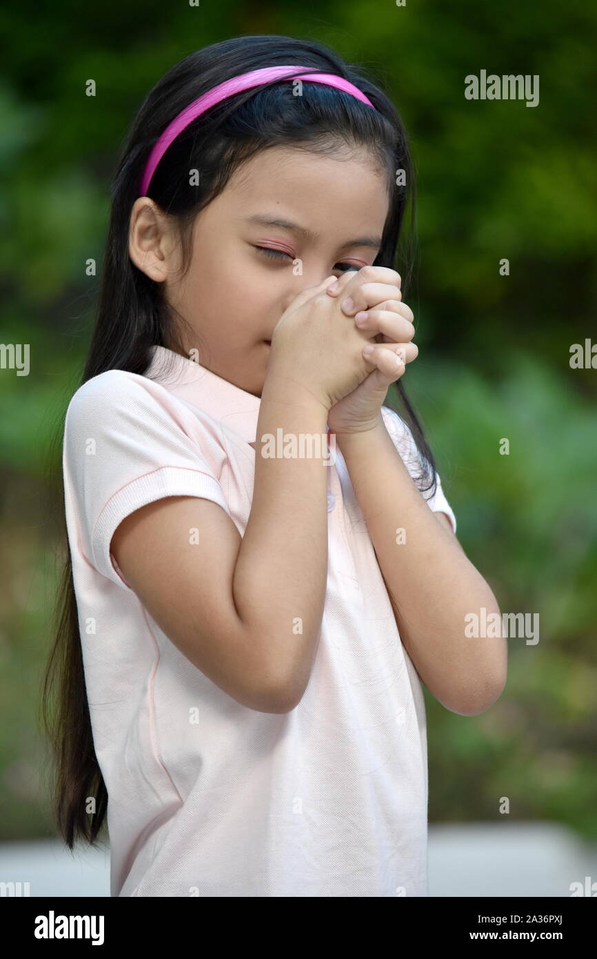 An A Praying Beautiful Female Stock Photo