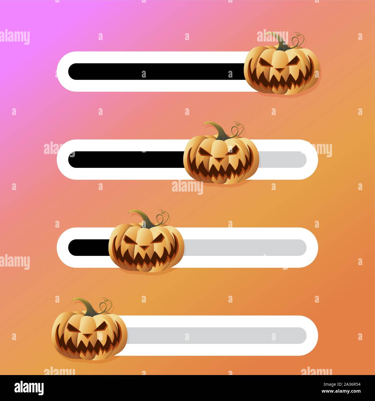 Halloween slider with horror pumpkin for social network story. User interface for mobile app in messenger. Vector illustration Stock Vector