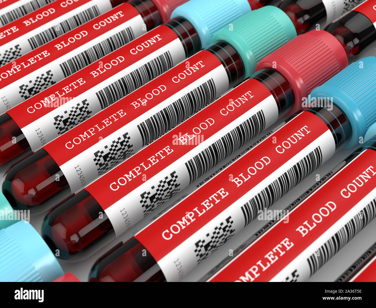 3d render of CBC blood tubes lying in row Stock Photo Alamy