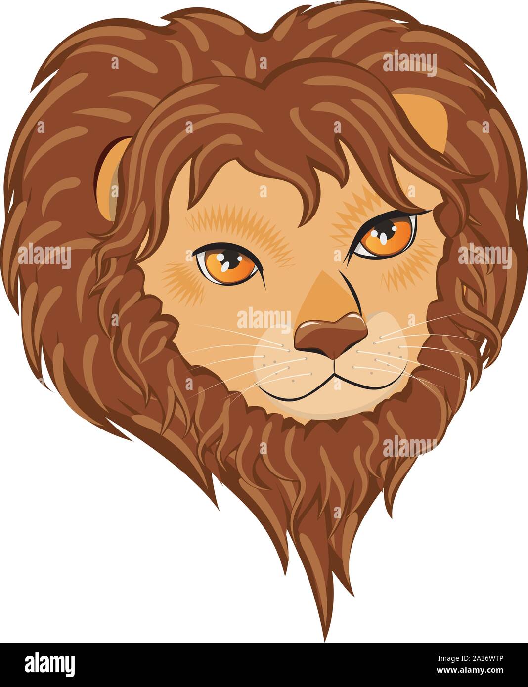 Cartoon illustration of a lion head with brown mane on white background  Stock Vector Image & Art - Alamy
