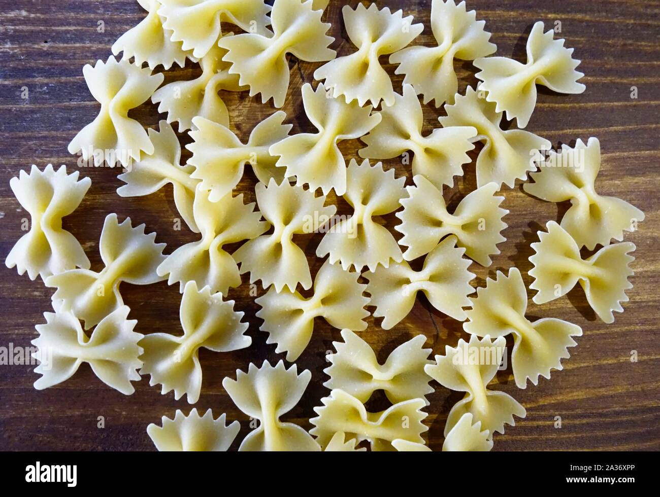 Bow tie Pasta on wooden background Stock Photo