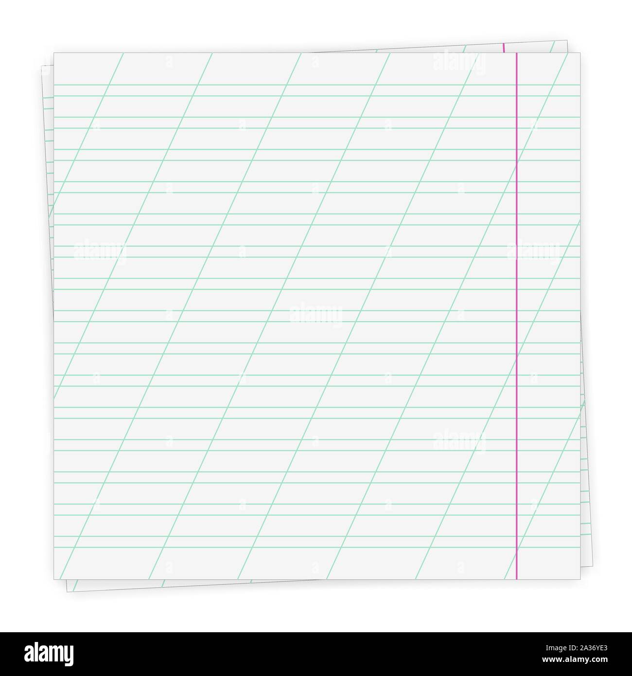 Sheet of notebook paper in diagonal lines, isolated on white background,  vector illustration Stock Vector Image & Art - Alamy