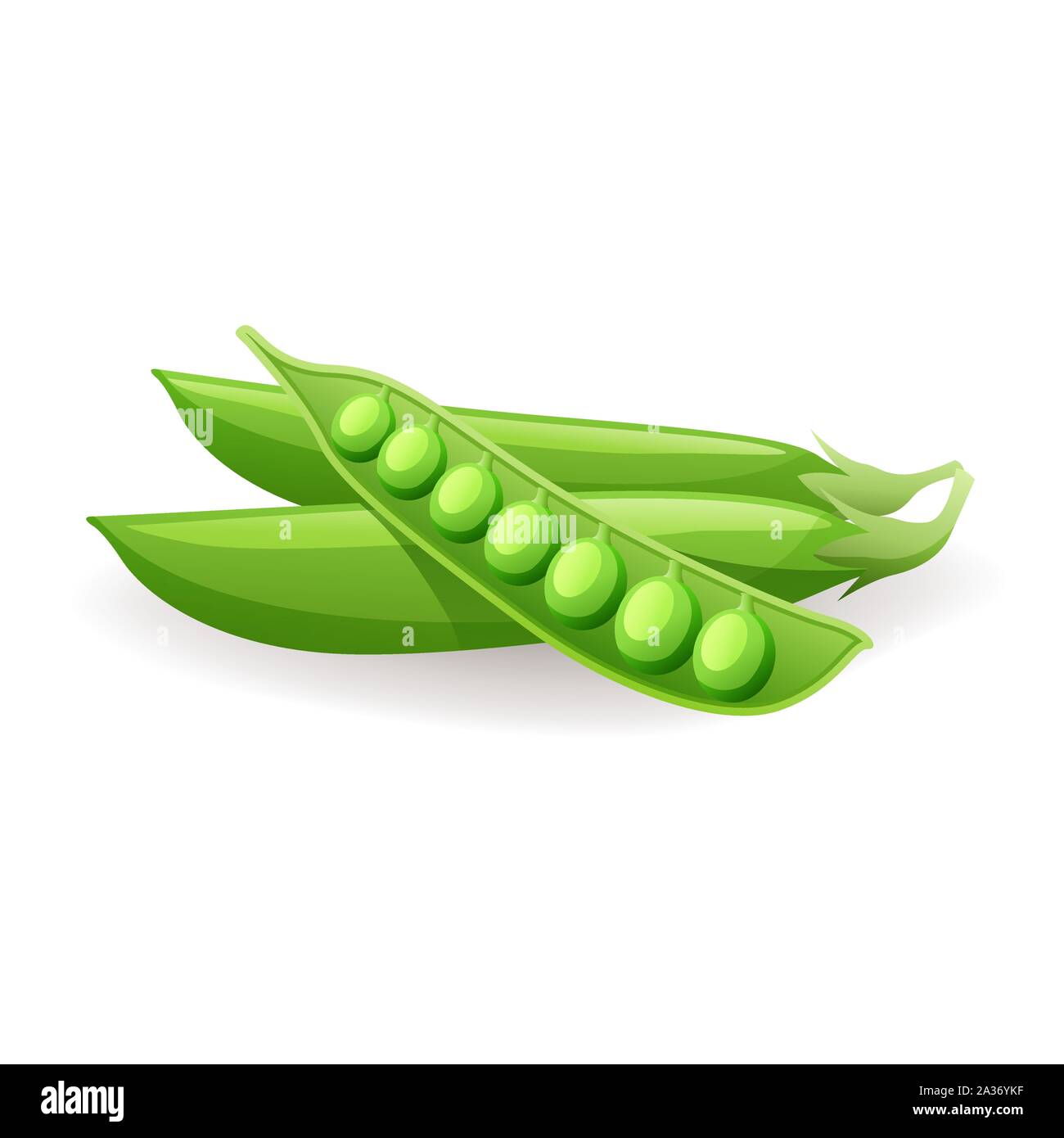 Ripe green pods with peas icon isolated on white background, vector illustration. Stock Vector