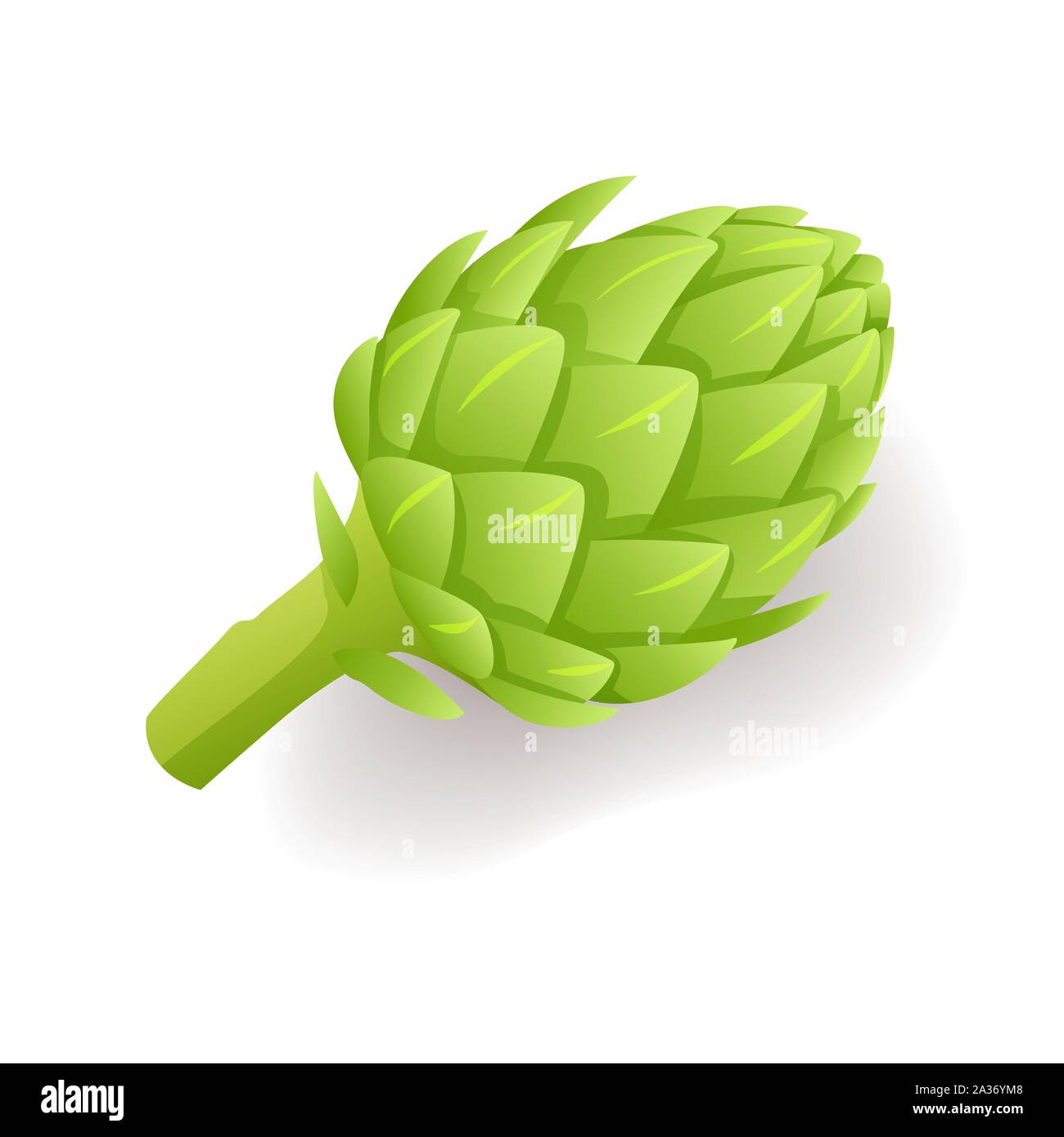 Green artichoke icon, fresh natural vegetable isolated on white background, vector illustration. Stock Vector