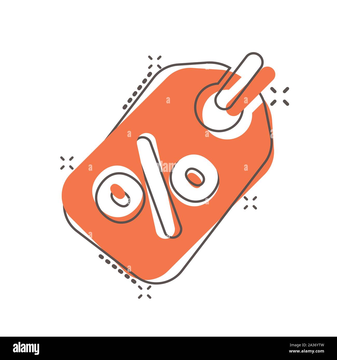 Vector cartoon discount percent tag icon in comic style. Price sale ...