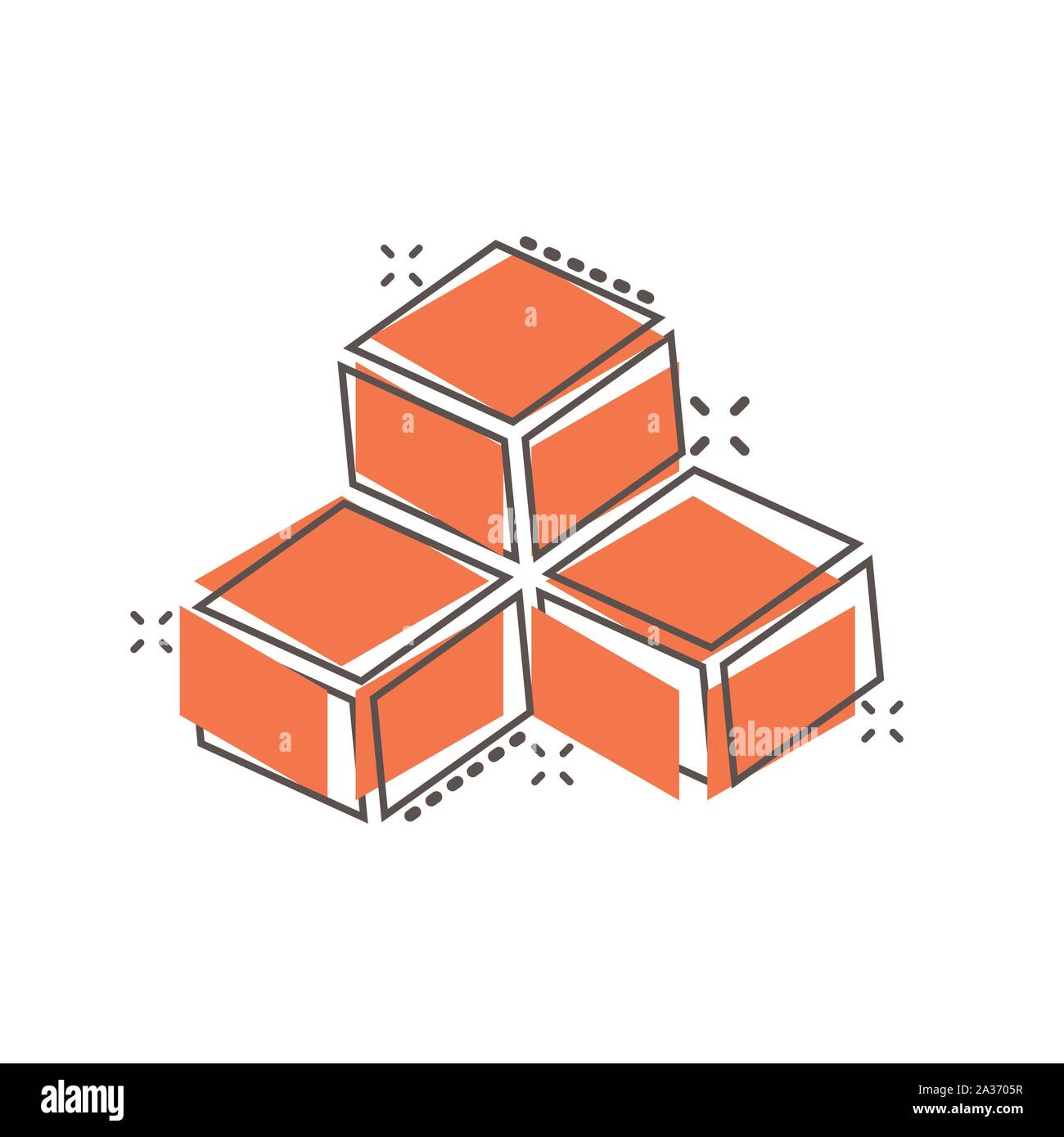 Vector cartoon blockchain technology icon in comic style. Cryptography ...