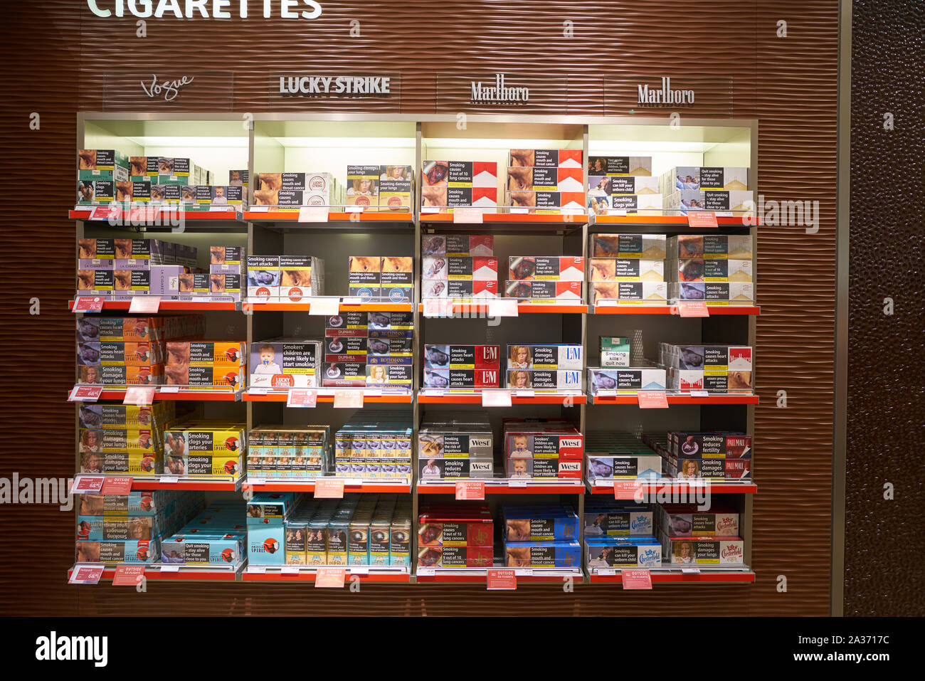 austria duty free cigarette prices Duty free cigarette shop in hi-res stock photography and images