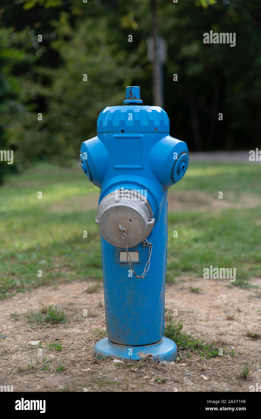 Blue fire hydrant for firefighters Stock Photo Alamy