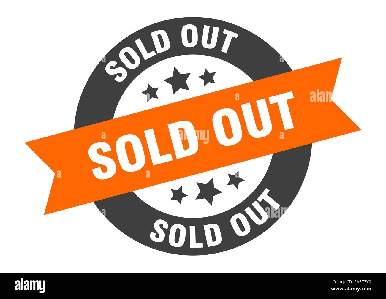 sold out sign. sold out orange-black round ribbon sticker Stock