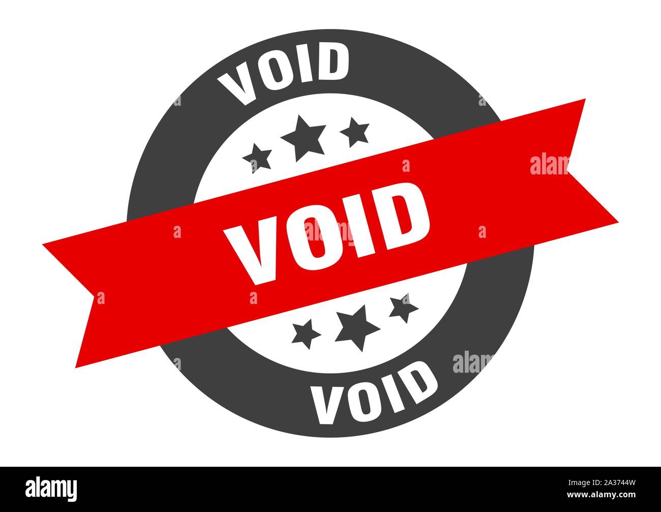 void sign. void black-red round ribbon sticker Stock Vector