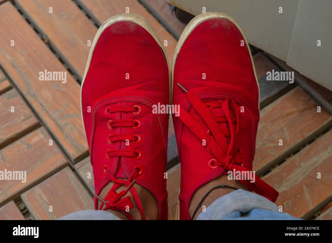 dirty red vans