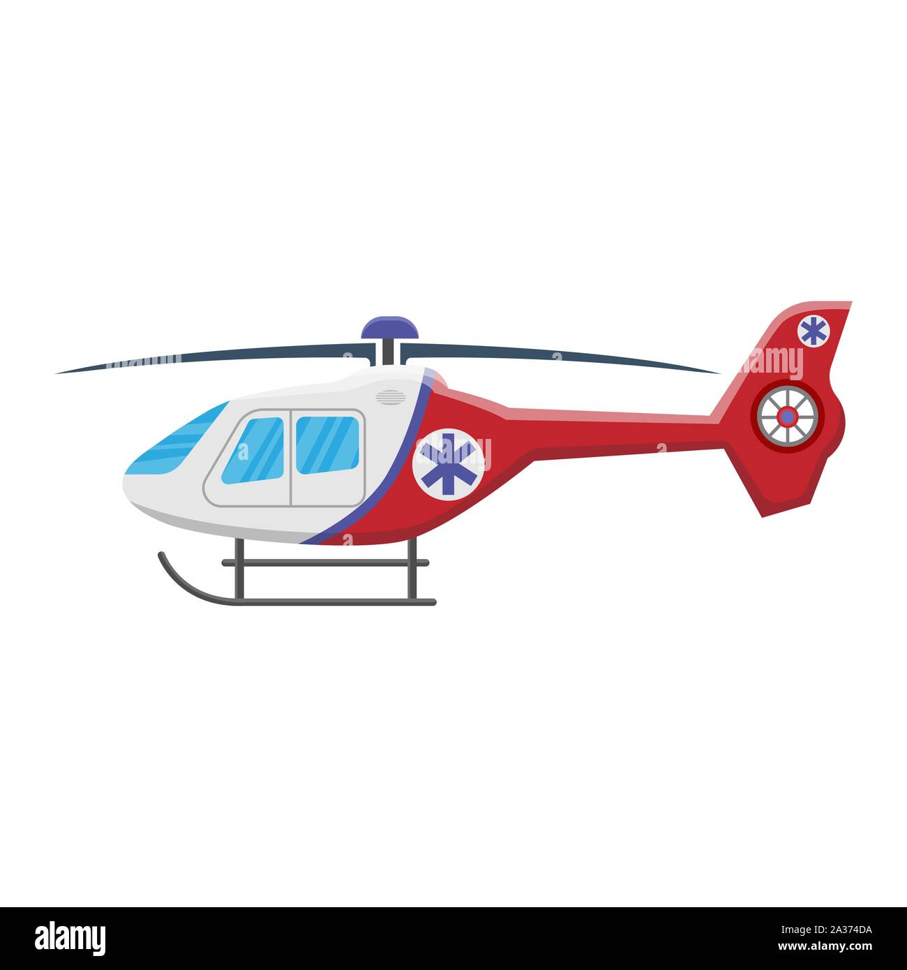 Medical helicopter icon isolated on white background, air transport, aviation, vector illustration. Stock Vector