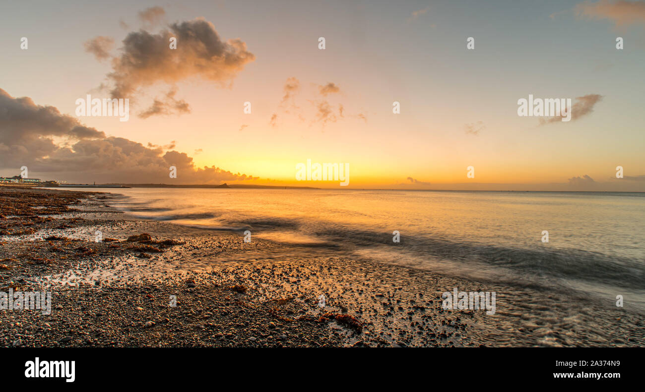 Penzance, Cornwall, UK. 6th October 2019. UK Weather. Sunrise at Penzance. Credit Simon Maycock / Alamy Live News. Stock Photo