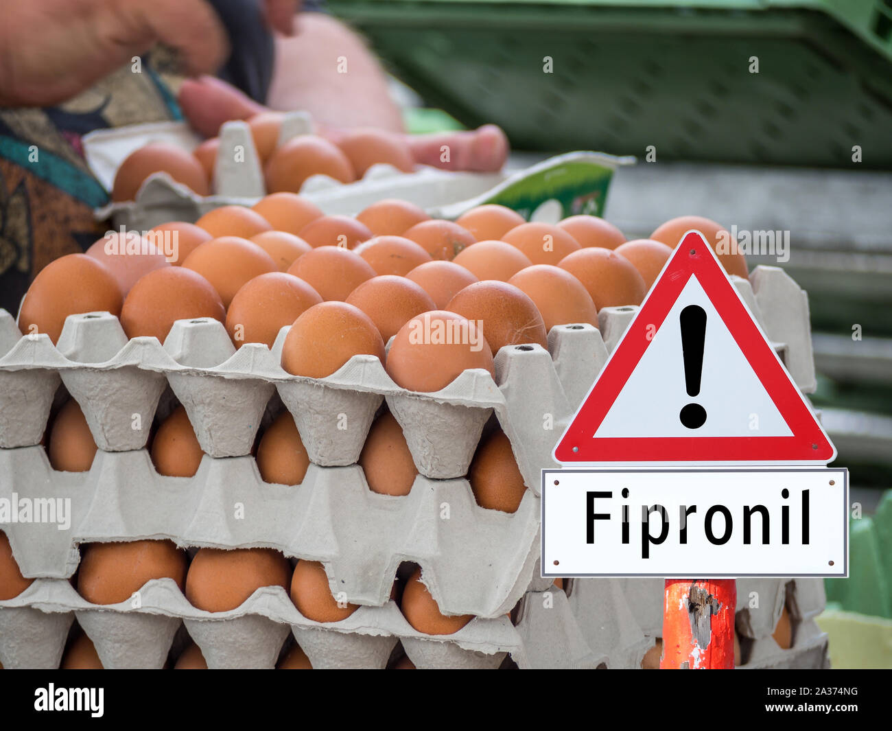 Fipronil warning sign Stock Photo