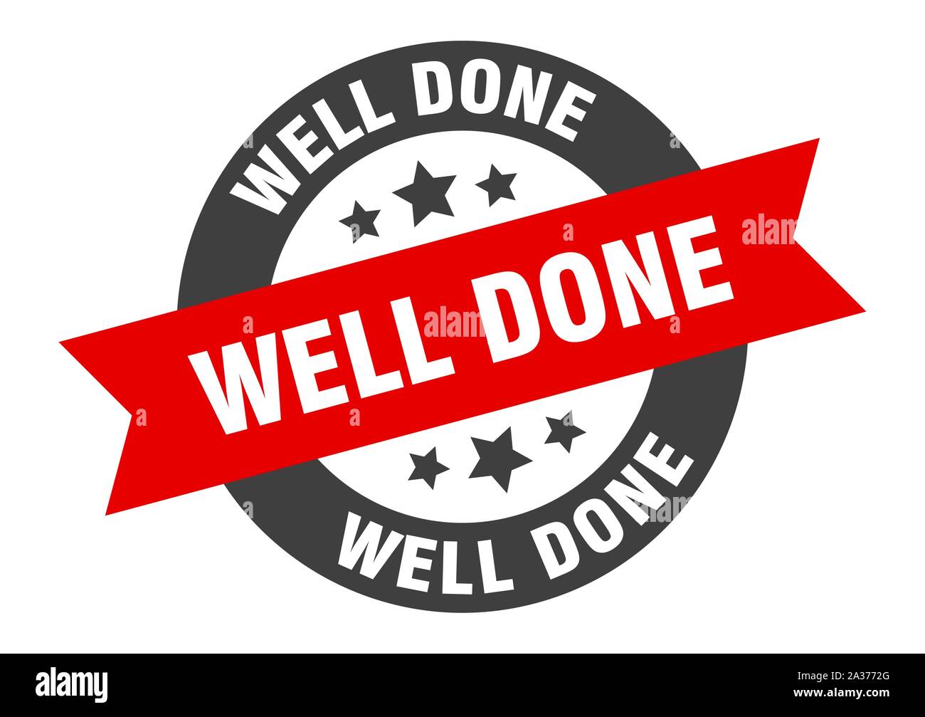well done sign. well done black-red round ribbon sticker Stock Vector