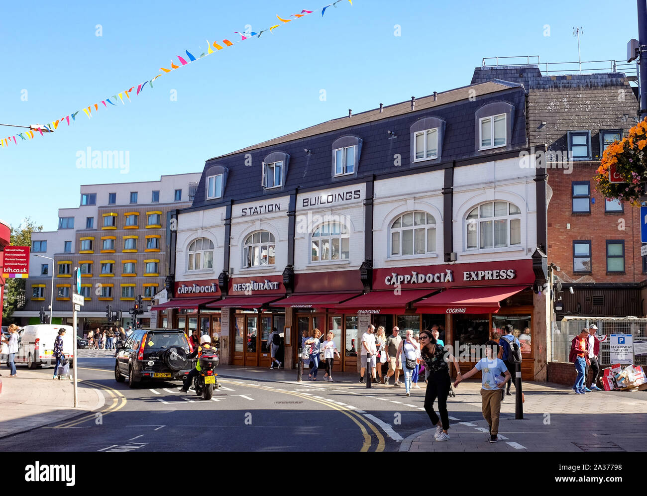 Kingston Upon Thames South West London UK - Station Buildings with the Cappadocia Express cafe Stock Photo
