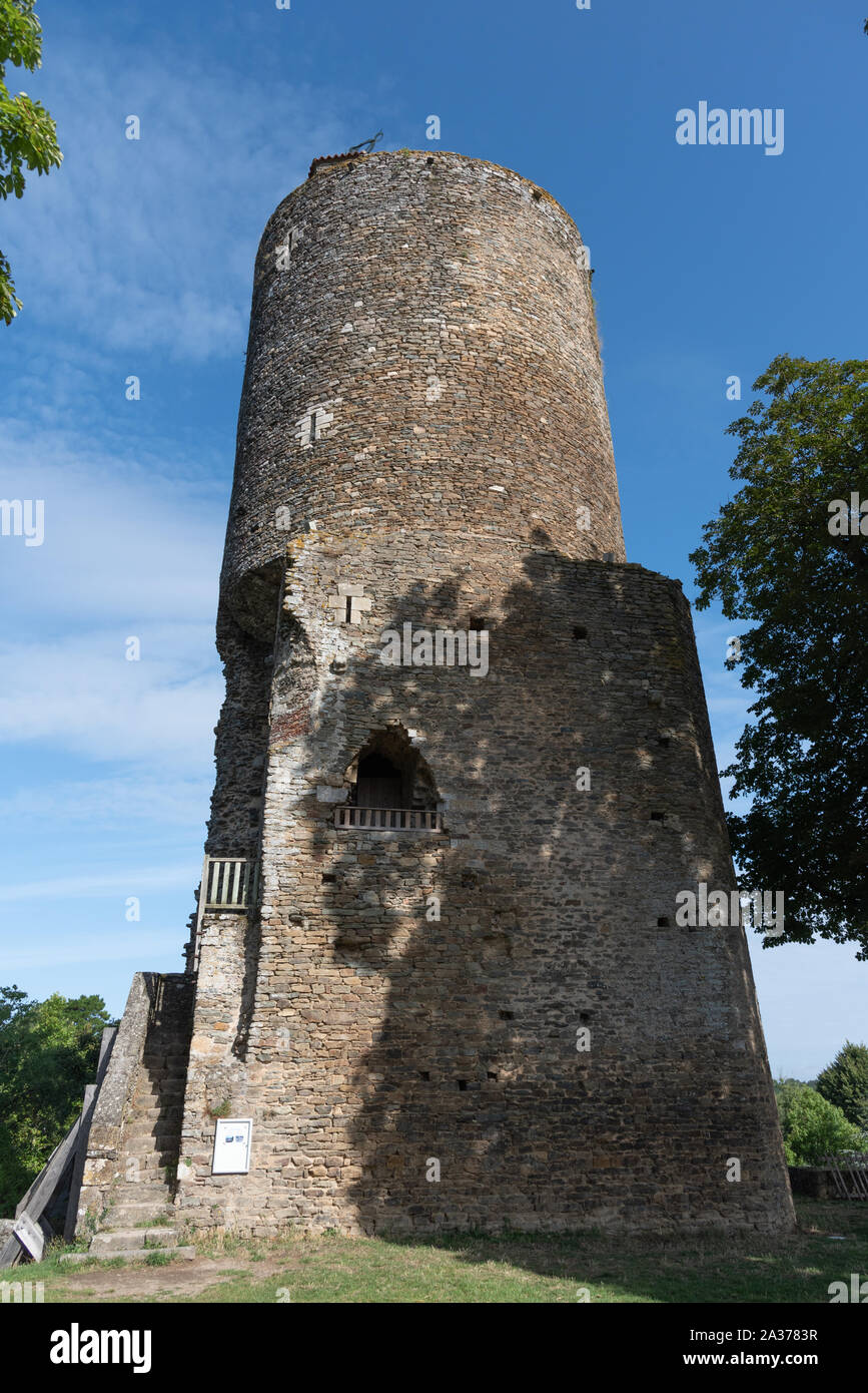 The medieval small city of Vouvant in the Vendee region of France Stock ...